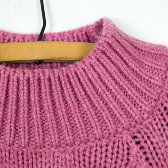 CeCe Light Pink Pompom Sleeve Mock Neck Sweater L - Picture 5 of 10